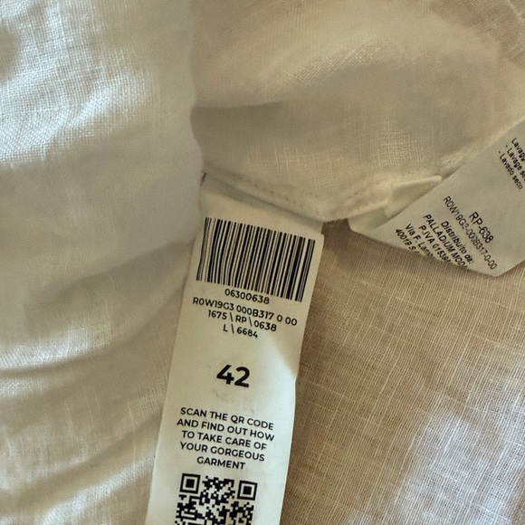 120% Lino linen pleated white tunic Top button down great pre owned condition - Picture 9 of 10